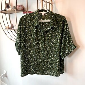Green Floral Women's Top - Simons blouse short sleeve